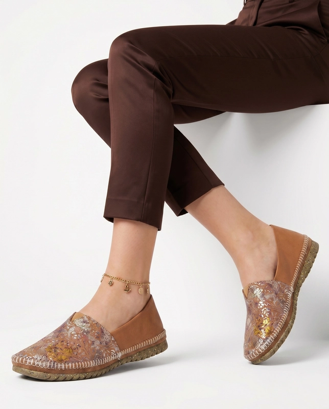 Maciejka Comfortable Leather Slip On Shoes Multi Color Ginger T1929-30/00-0