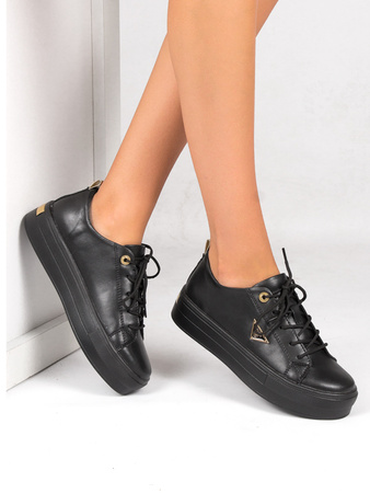 Filippo black leather women's shoes