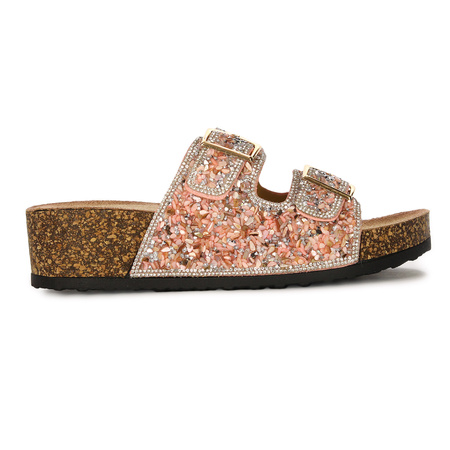 Sca'viola Women's Flip Flops With Crystals Pink