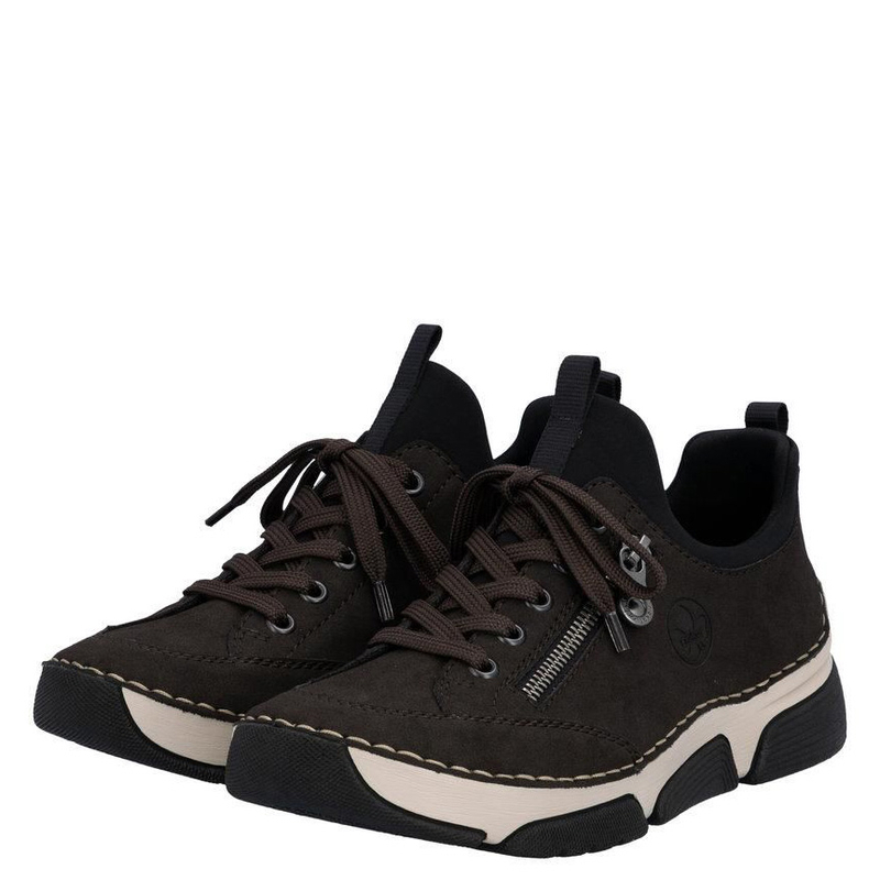 Rieker Comfortable Casual Women's Sneakers Low Shoes With Zipper Brown 45973-25-BRO