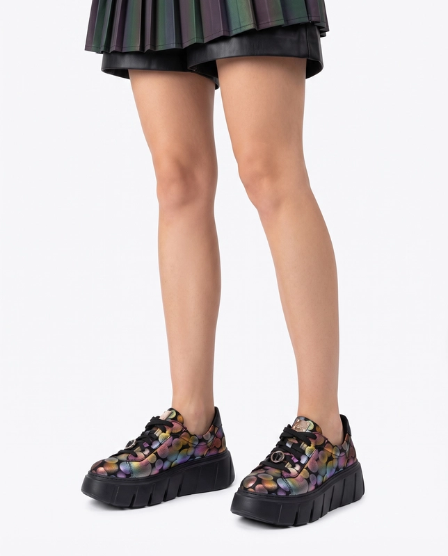 Maciejka Skórzane Sneakersy Na Platformie Wielokolorowe 6891W-08/00-8