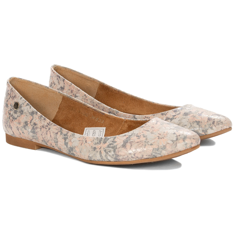 Maciejka Women's Leather Pastel + Flowers Ballerinas