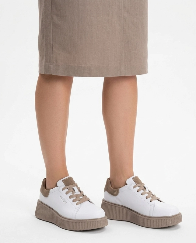 Filippo Women's Leather Platform Sneakers White DP7982-26-WH