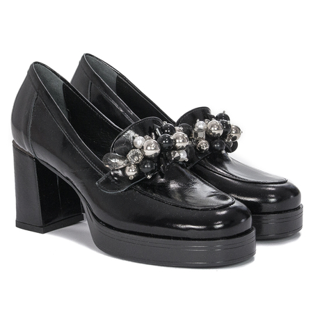 Pumps shoes for women Inofio, leather Black Lacquer