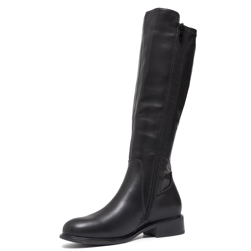 T. Sokolski Kozaki Skórzane Damskie Na Zamek Czarne HX-Z25-179-BLK