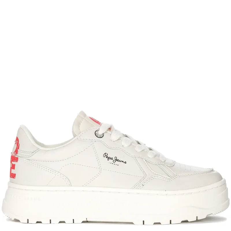 Pepe Jeans Sneakersy damskie skórzane Kore Love W White Białe
