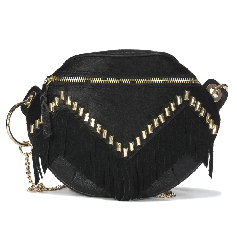 Piti Cuiti Women's Handbag Black with Tassels