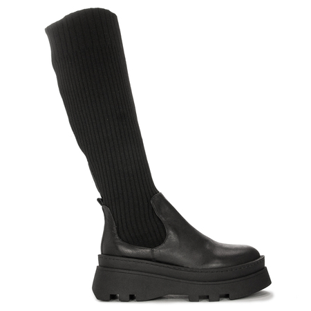Kozaki Venezia Black skórzane Czarne