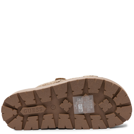 Guess Monogram Logo Platform Slides with Velcro Straps Beige FLJF2X-FAL03-BEIB