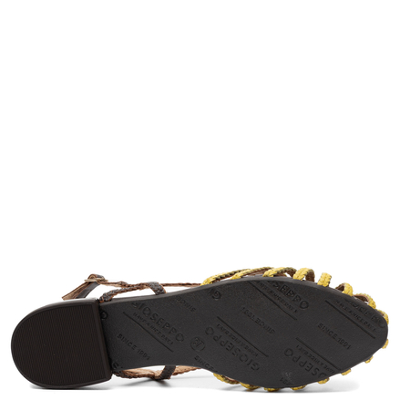 Gioseppo Leather Braided Slingback Flats Closed-Toe Brown-Yellow 79268-YELLOW