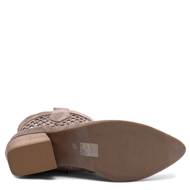 Maciejka Suede Ankle Boots Openwork Almond Brown 1734-ALMOND-WEL