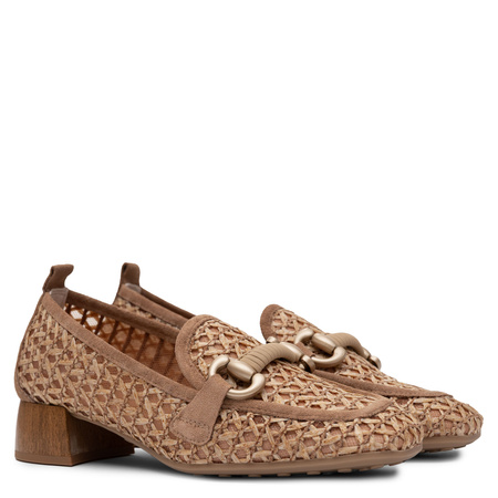 Hispanitas Woven Loafers Breathable Slip-On Low Block Heel Almond RHV264828-ALMOND