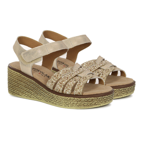 T.Sokolski Women's Leather Sandals Gold