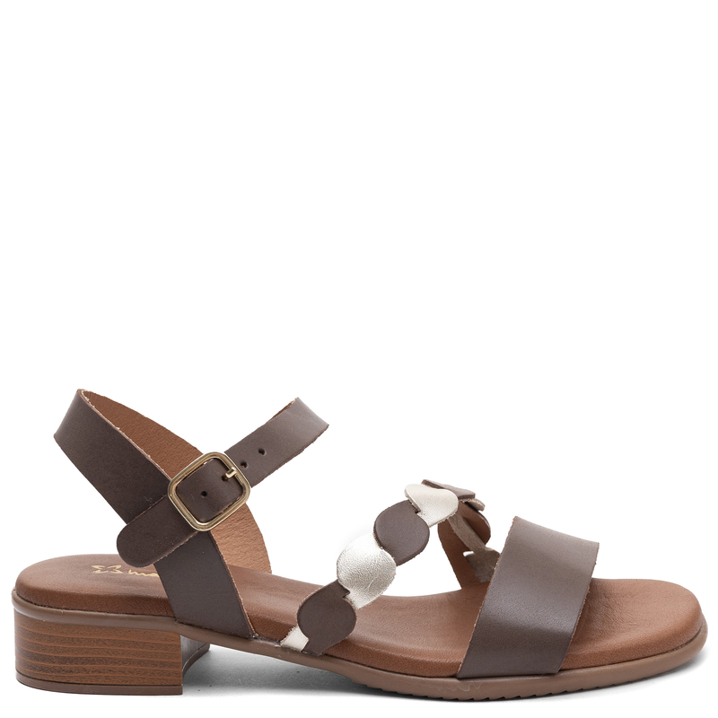 Maciejka Leather Flat Sandals With Decorative Strap Brown E7394-02/00-1