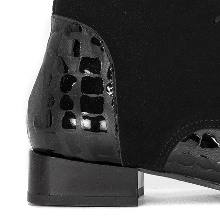 Maciejka Trzewiki damskie ocieplane na obcasie czarne