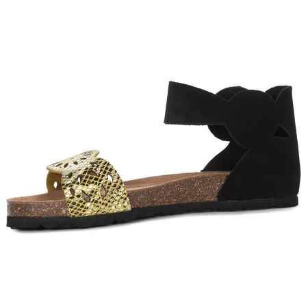 Yokono Women's Black Leather Sandals