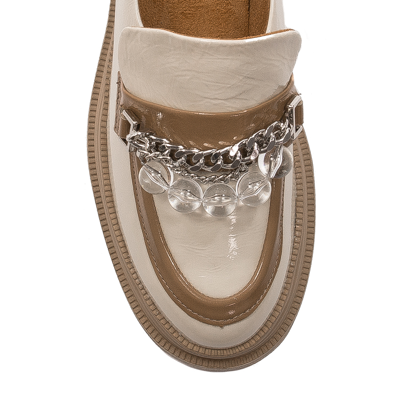 Maciejka Patent Leather Loafers Chunky Platform Light Beige 06294-22/00-8