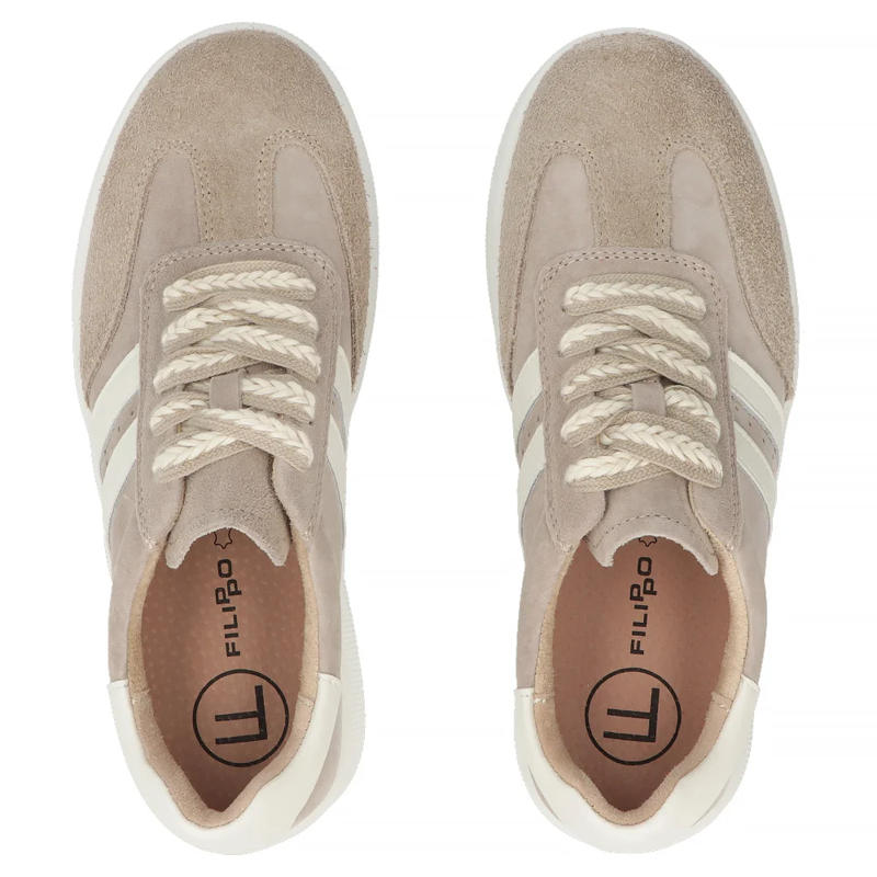 Filippo Leather Platform Sneakers Beige DP7512-26-BE