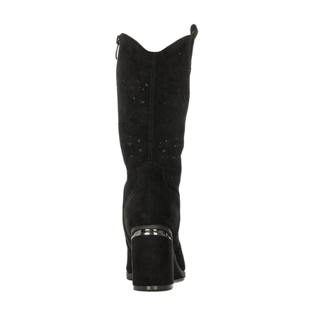 S.Barski  Women's Spring Openwork Heeled Black Boots