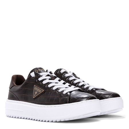 Guess Kroko Sneakersy Na Platformie Czekoladowy Brąz FLFD15PEL12-DBR