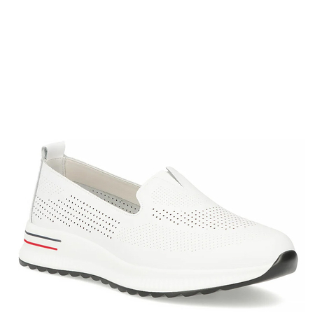 Filippo DP7611 Skórzane Półbuty Sportowe Wsuwane Białe DP7611-26-WH