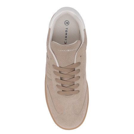 Tommy Hilfiger Zamszowe Sneakersy Damskie Niskie Sznurowane Beżowe Off White T3X9-34082-1840A360
