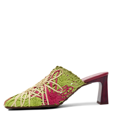 Hispanitas Woven Cutout Heeled Mules Multicolor HV264800-MULTIYEL