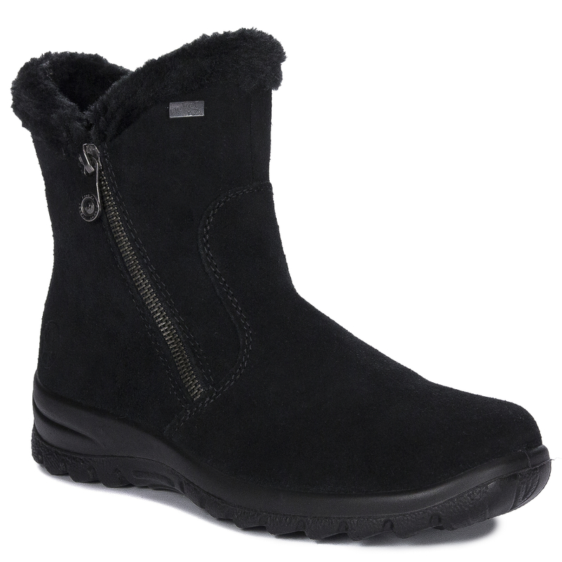 Rieker Women's Black Insulated Ankle Boots With Side Zipper L7162-00-BLK