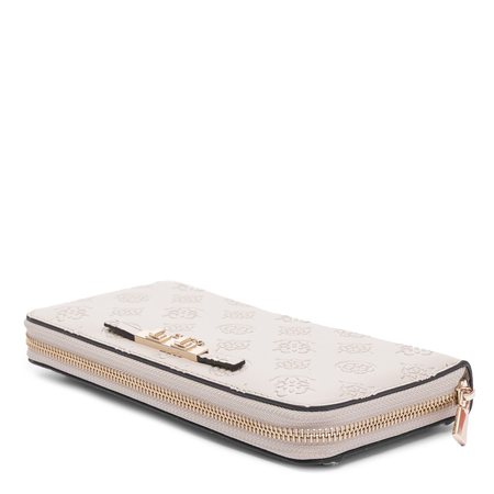 Guess Elegancki Zapinany Na Zamek Portfel Damski Z Paskiem Beżowy SWPD2225146-BONE