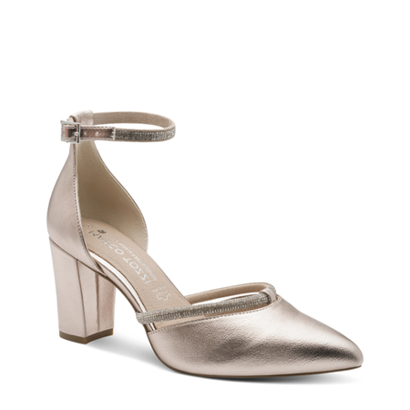 Marco Tozzi pointed-toe pumps block-heel ankle-strap gold 2-82404-42957PLA