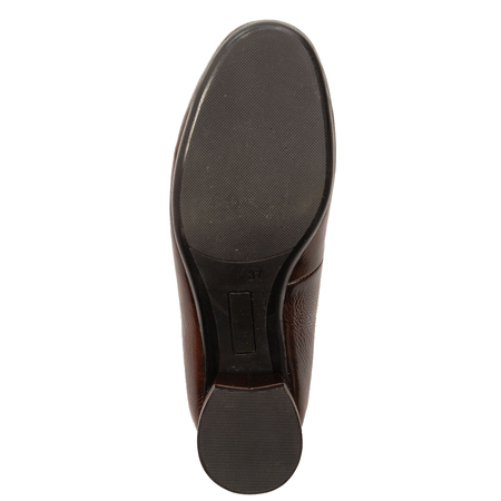 Maciejka Leather Comfortable Pumps Low Block Heel Bordeaux P7224-23/00-7