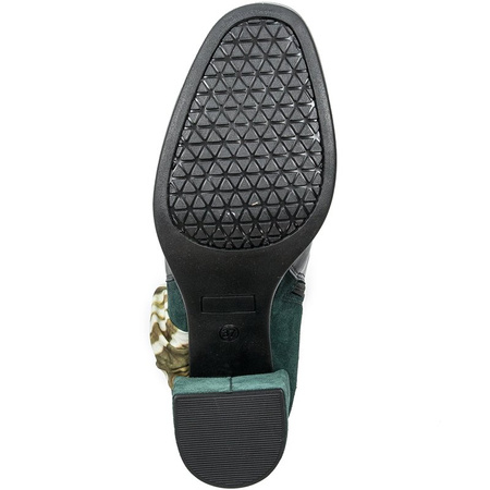 Maciejka Botki damskie na słupku ocieplane Zielone