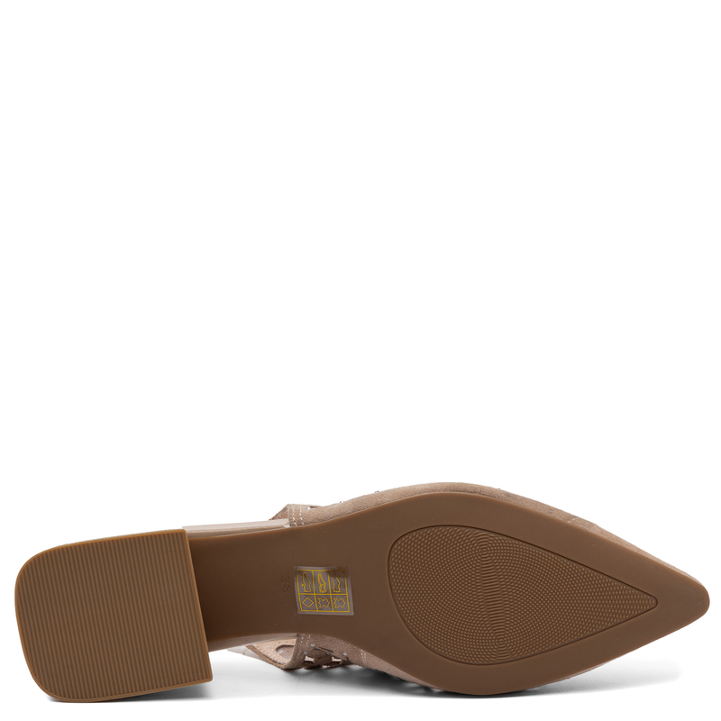 S.Barski Skórzane Czółenka Ażurowe z Kryształkami Beżowe CR61-3004-BEIGE
