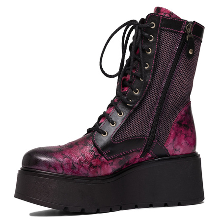 Maciejka Leather Lace-Up Platform Ankle Boots Pink 06720-15/00-8