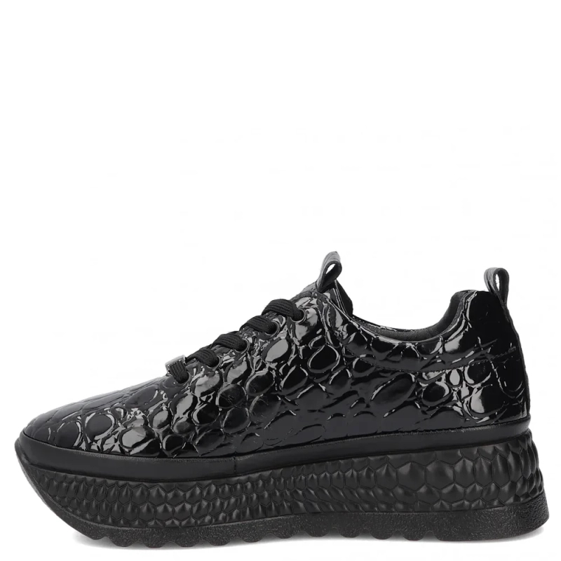 Filippo Leather Croco Platform Sneakers Black DP7284-26-BK-CR