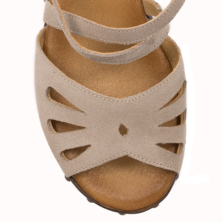 Maciejka women's Dark Beige velor Sandals