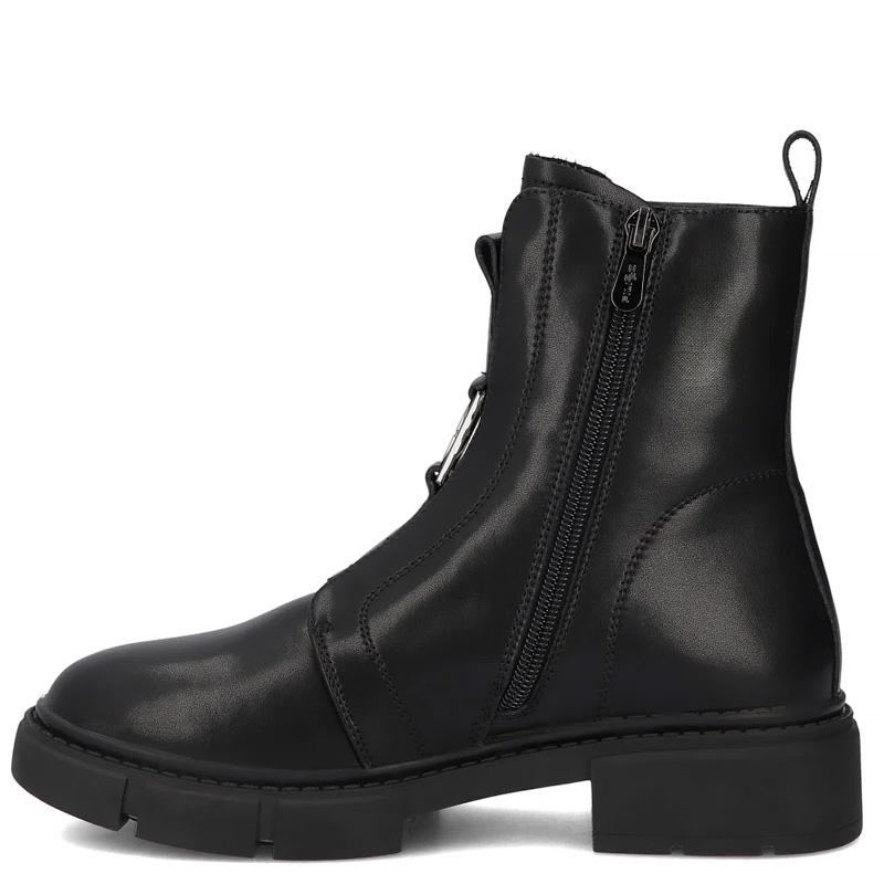 Filippo Leather Insulated Women's Ankle Boots Flat Heel Black DBT652425BK