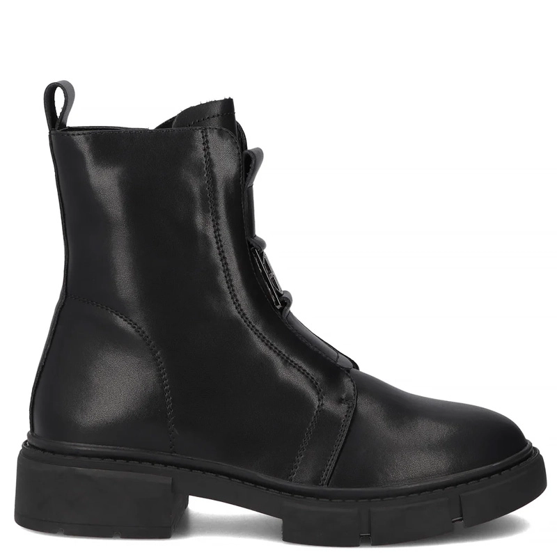 Filippo Leather Insulated Women's Ankle Boots Flat Heel Black DBT652425BK