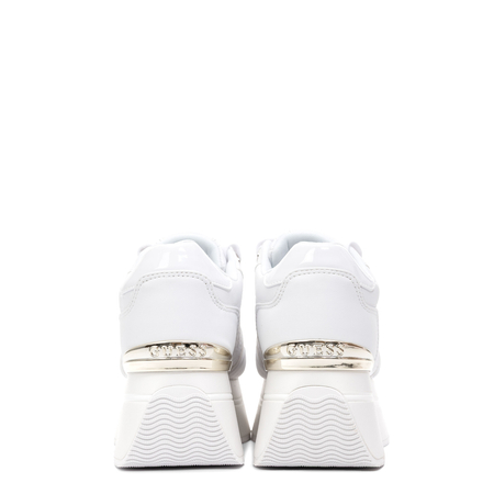 Guess Platform Quilted Monogram Sneakers Metallic Heel White FLPC10FAL12 WHITE