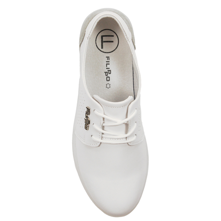 Półbuty damskie skórzane Filippo White Białe