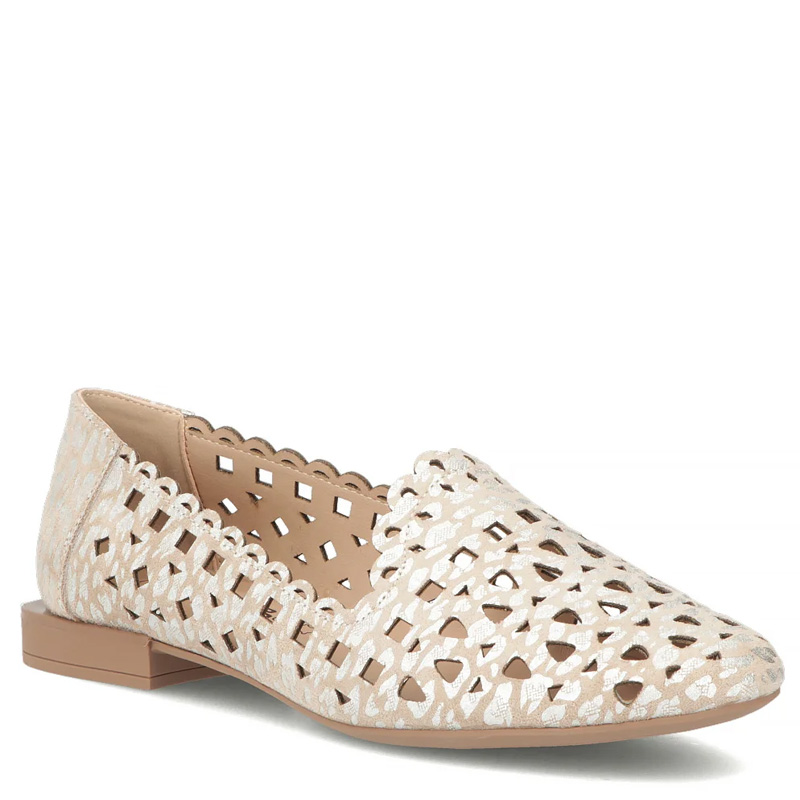 Filippo Leather Openwork Shoes Metallic Beige DP7710-26-BE