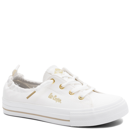 Lee Cooper Trampki Damskie Klasyczne Tekstylne Złote Detale Białe LCW-26-02-4050L