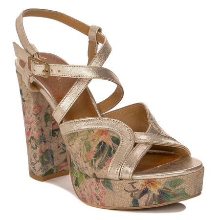 Maciejka Women's Gold + Flowers Sandals