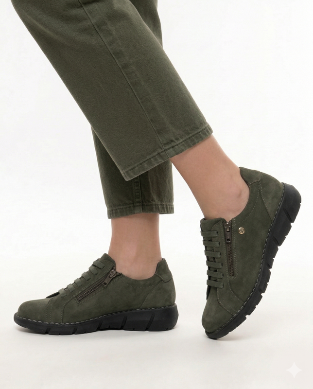 Maciejka Leather Comfortable Loafers Green P7238-09/00-1