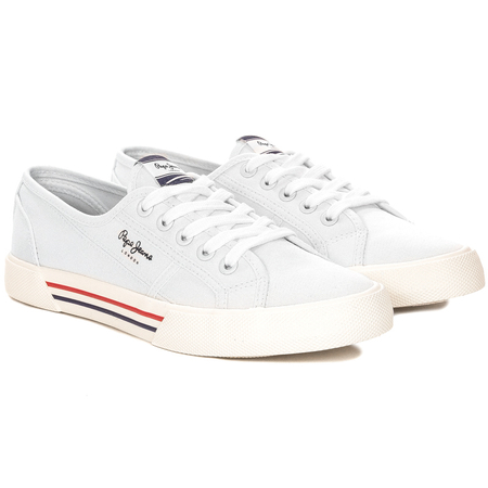Trampki tenisówki damskie Pepe Jeans White Brandy W Basic Białe