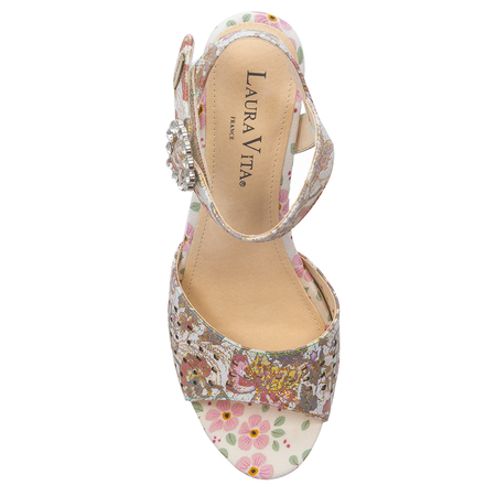 Laura Vita Women's Leather Sandals On Heel Nino 01 Beige