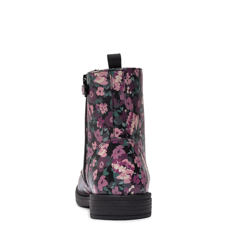 Geox Lace-Up Floral Ankle Boots With Zipper Black/Pink J049QD-00004