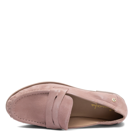 Maciejka Suede Leather Loafers Pink HJ764-15/00-1