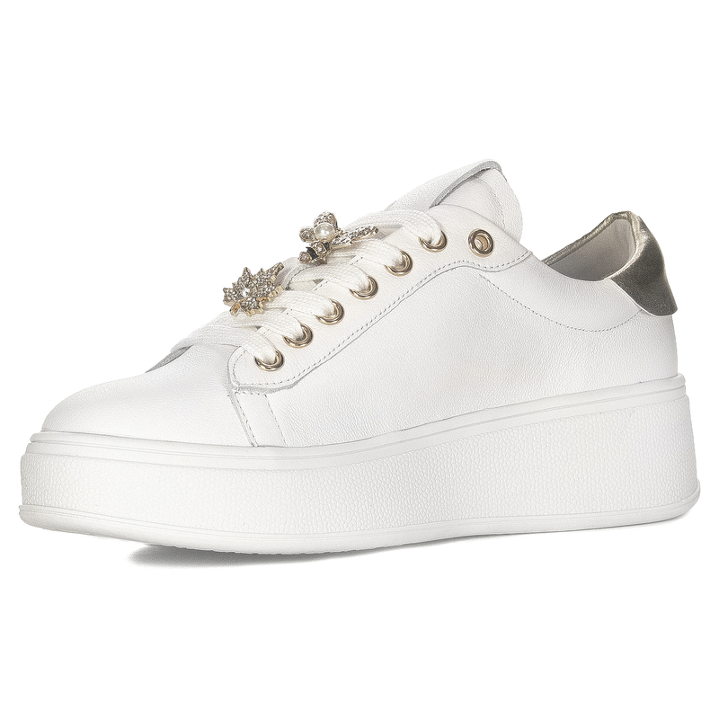 S.Barski Women's Low shoes leather White-Gold