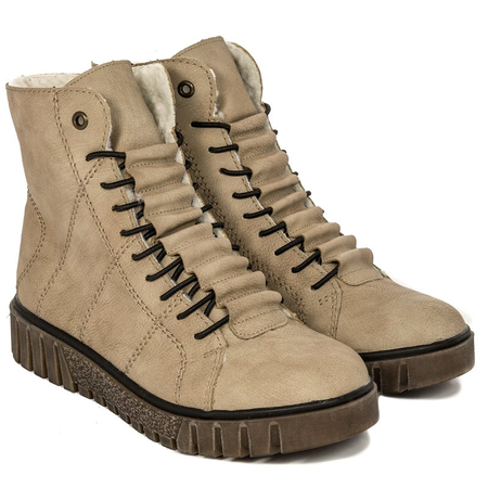 Rieker Y3420-60 Beige Lace-up Boots